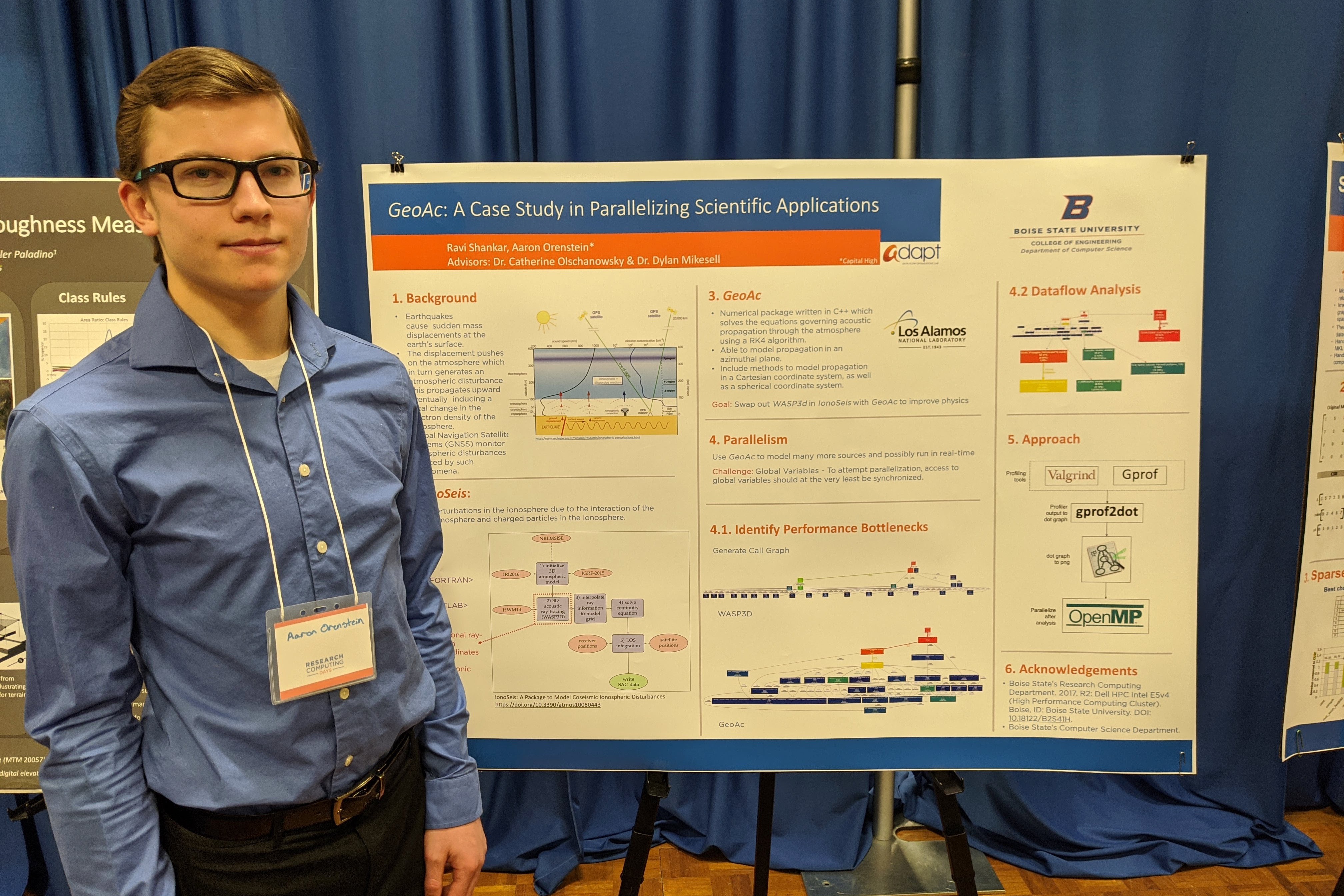 Research computing days 2020. Student standing in front of a research poster.