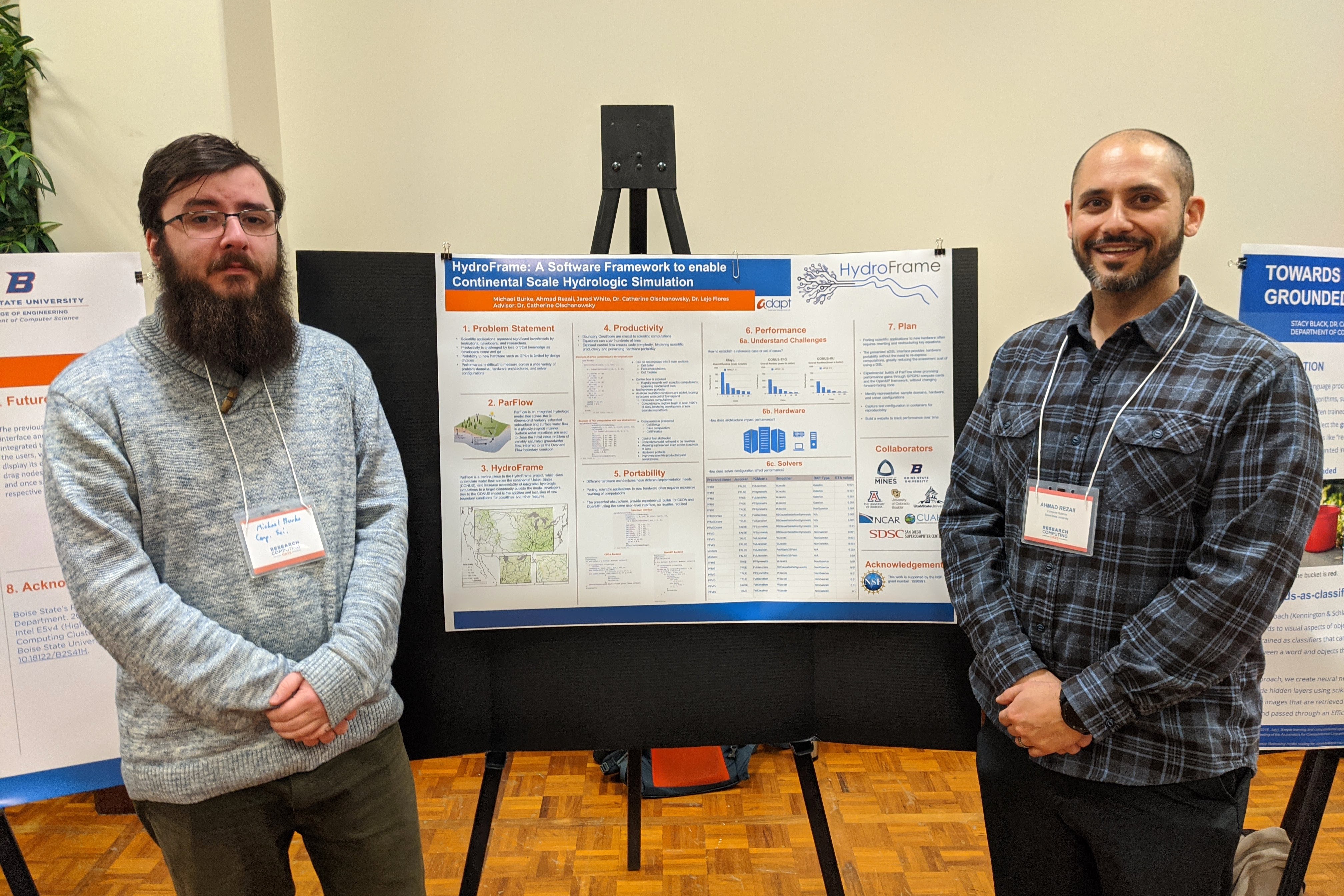 Research computing days 2020. Students standing in front of a research poster.